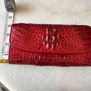 Red Leather Wallet with Structured Design